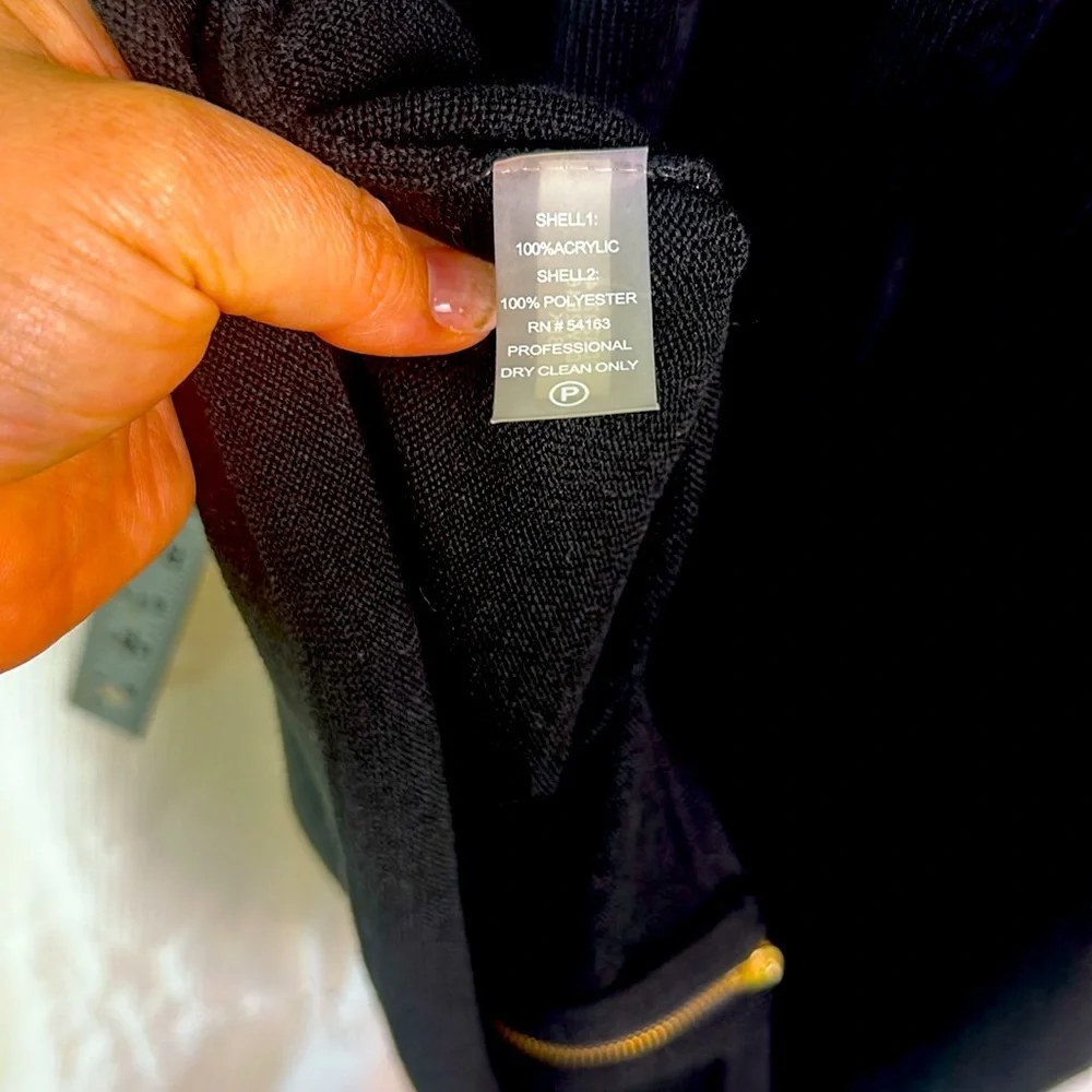 Calvin Klein Black Knit Dress with Gold Zipper, Size XL - Picture 5 of 14